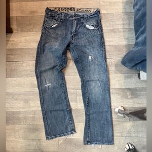Expreso Distressed Bootcut Jeans for Men - Dark Blue